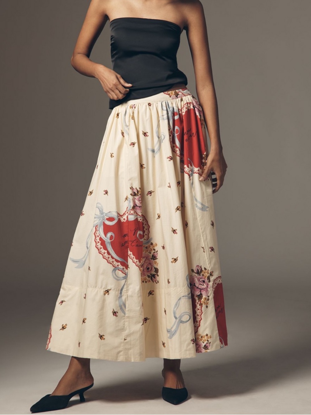 NWT Anthropologie Maeve Jacie Poplin Vintage Heart Floral Print Maxi Skirt S - Picture 4 of 17